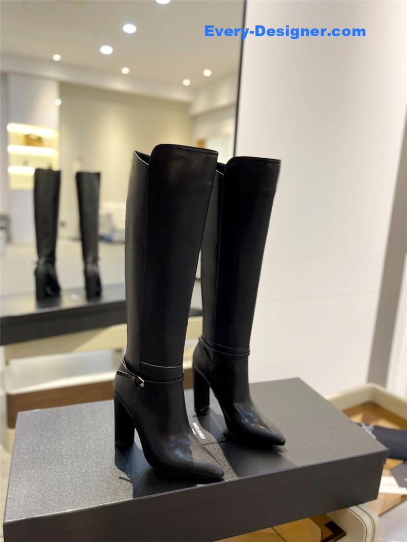 Saint Laurent Leather Knee-High Boots