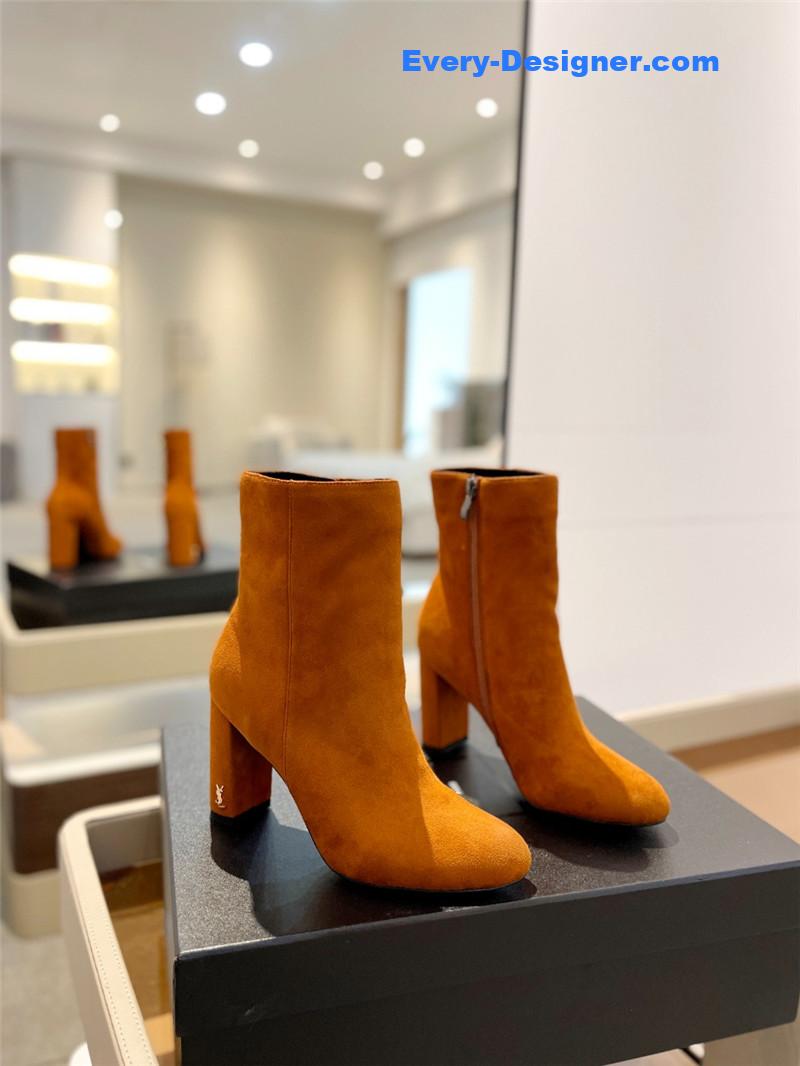 Sa1nt Lau*nt orange heel suede boots