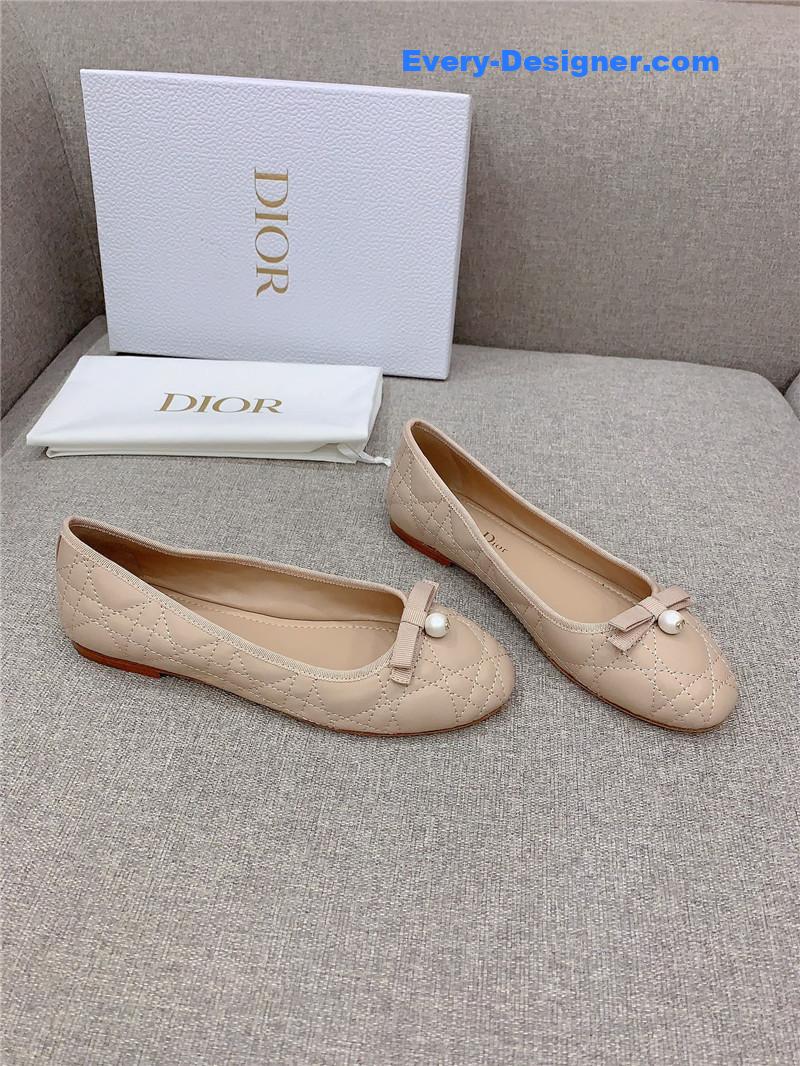 dior new diamond pearl flat shoes