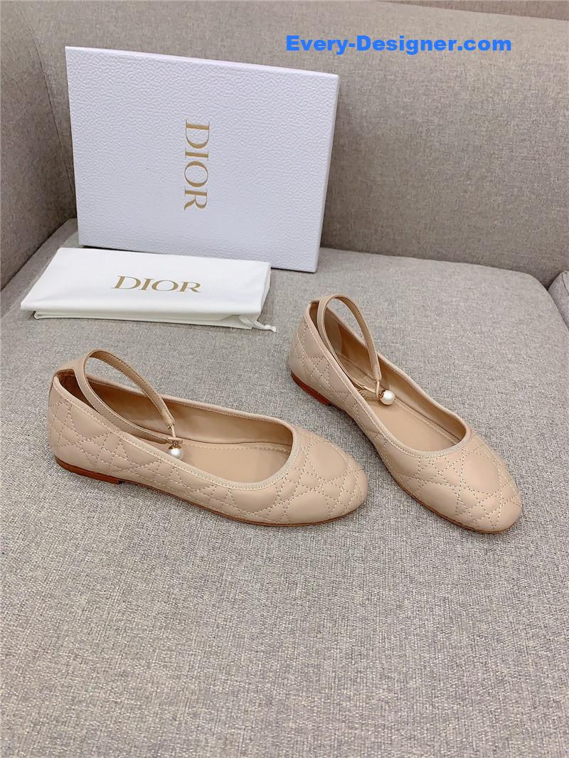 dior new diamond pearl flat shoes