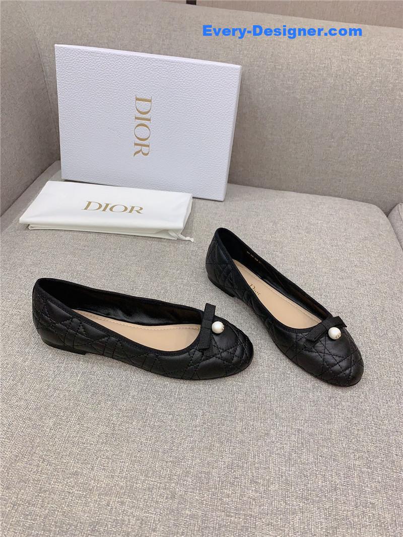 dior new diamond pearl flat shoes