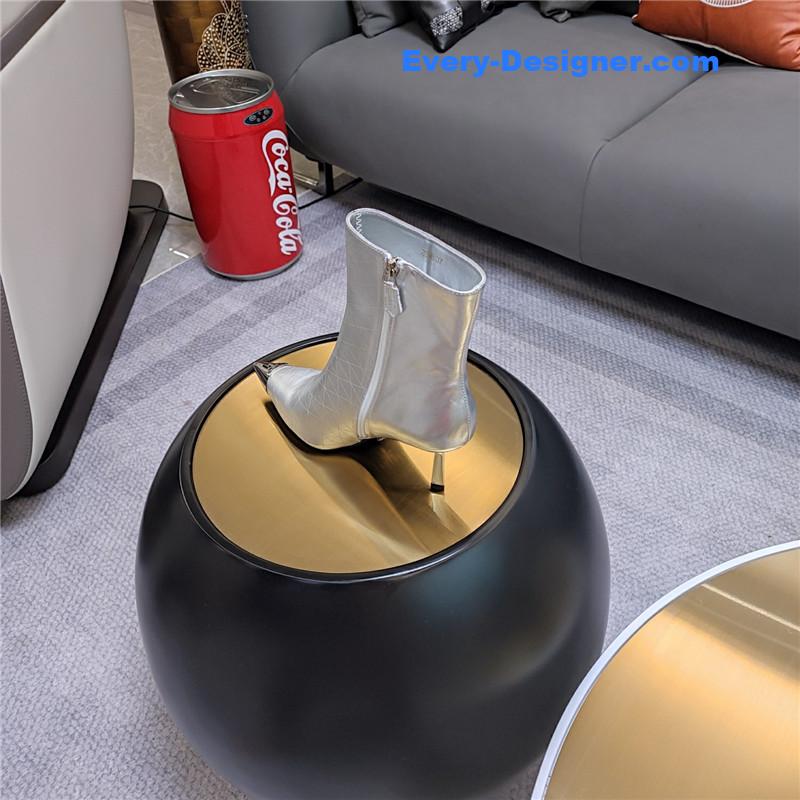 Pra*a silver pointed patent leather heel ankle boots