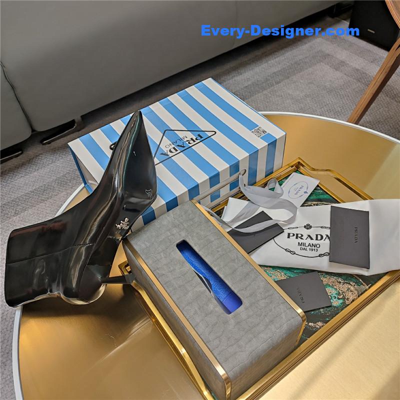 Pra*a pointed patent leather heel ankle boots