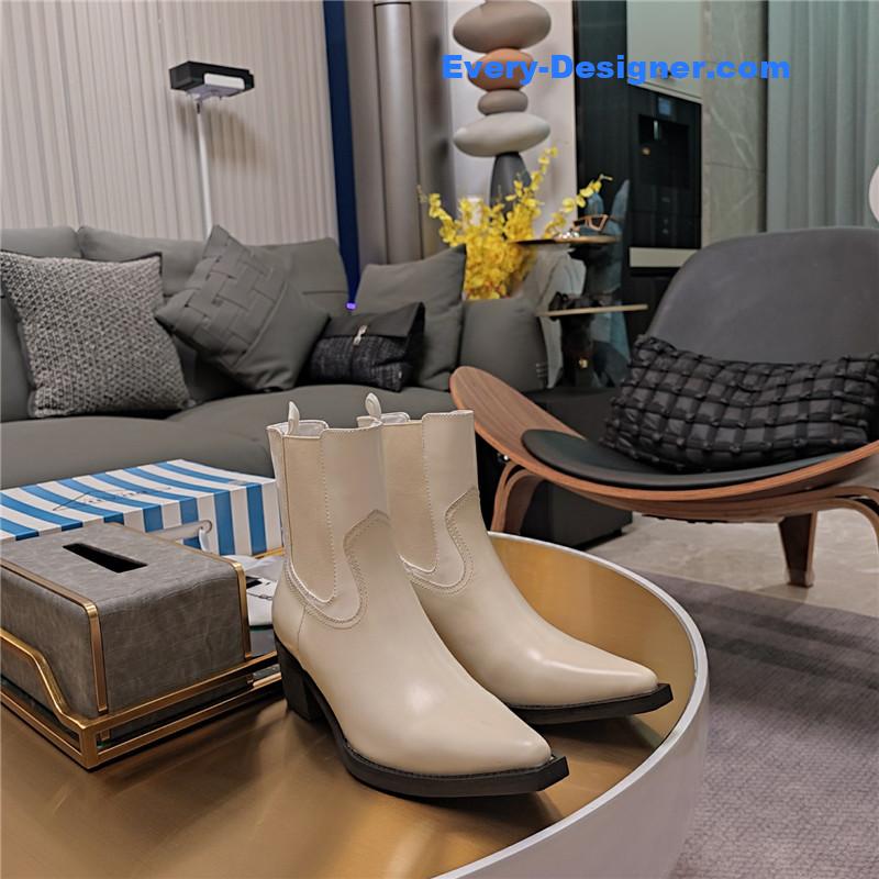 Prada Beige Brushed Leather Ankle Boots