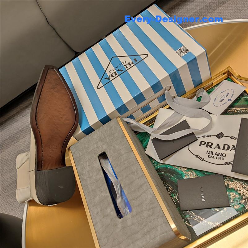 Pra*a beige brushed leather ankle boots