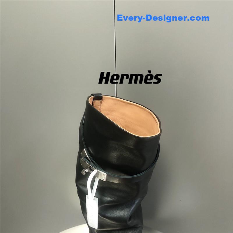H**me5 black calfskin knee-length boots
