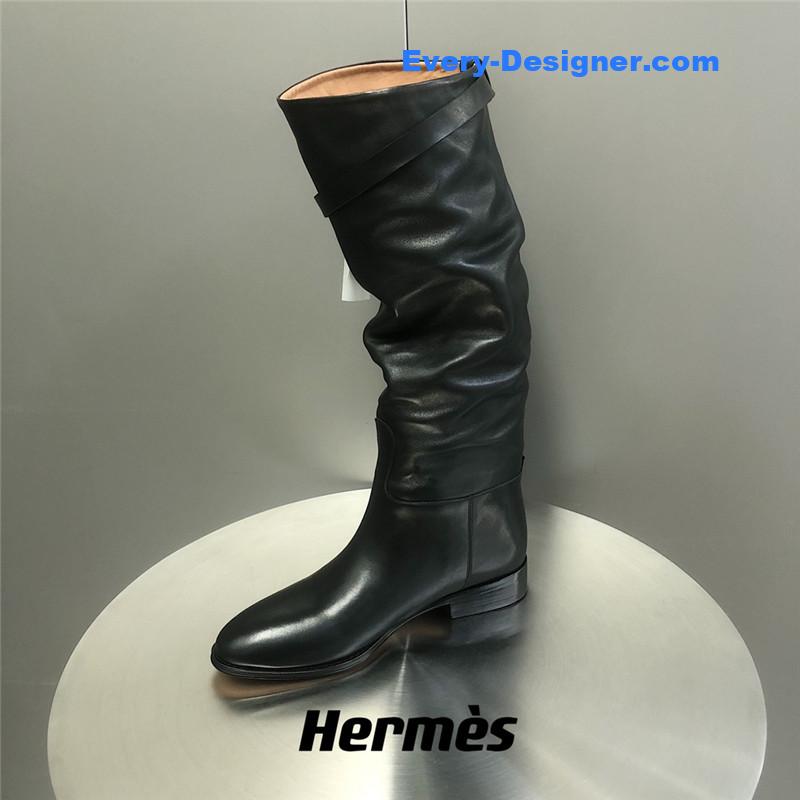H**me5 black calfskin knee-length boots