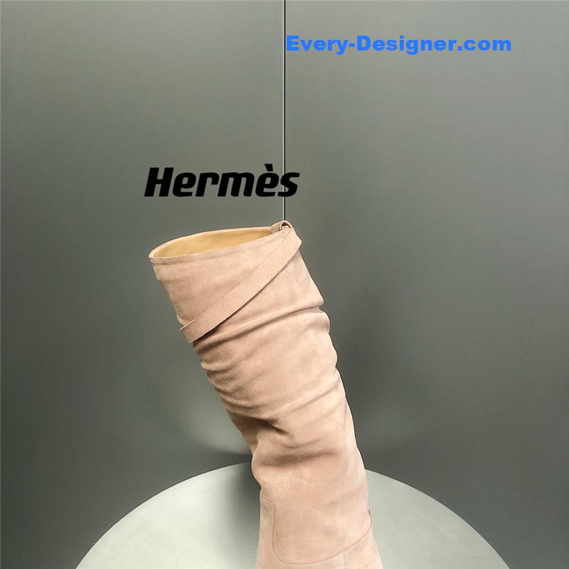 H**me5 pink suede knee-length boots