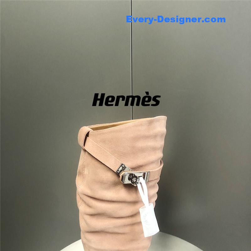 H**me5 pink suede knee-length boots