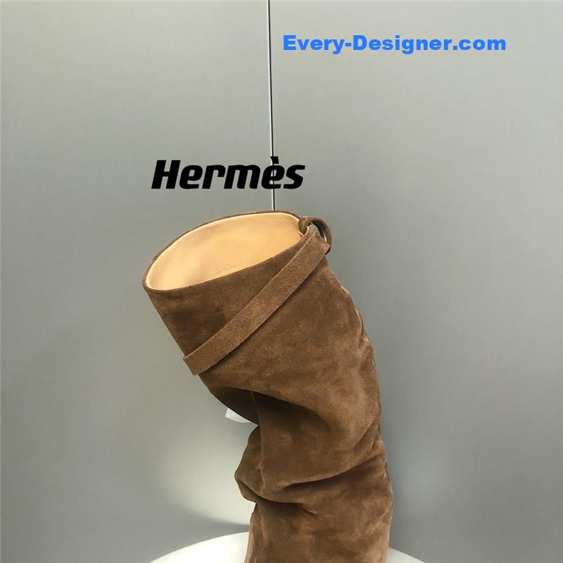 H**me5 brown suede knee-length boots