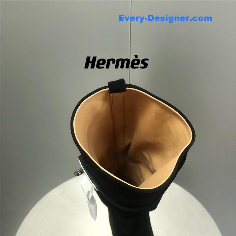 H**me5 black suede knee-length boots