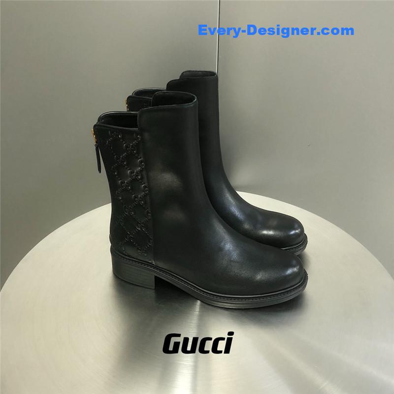 Gucci Horsebit GG Leather Ankle Boots