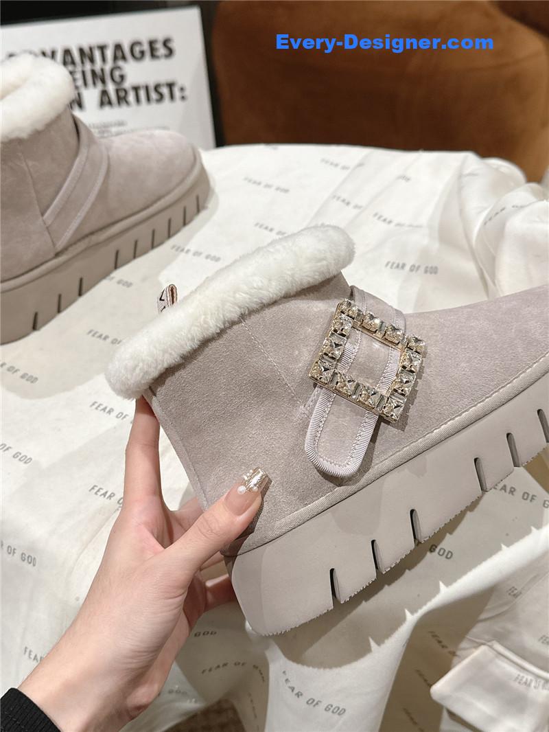 Roger Vivier Viv’ Shearling Suede Winter Boots