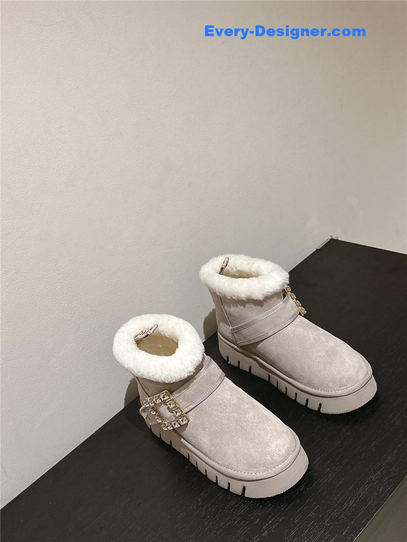 Roger Vivier Viv’ Shearling Suede Winter Boots
