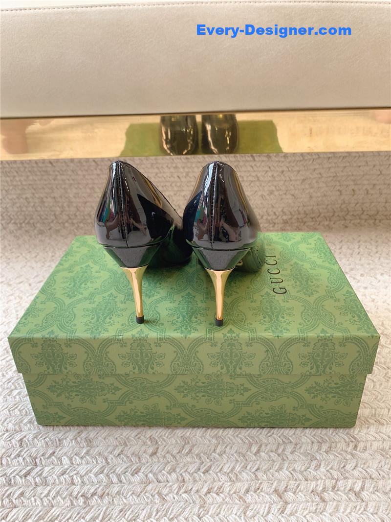 Gvc*1 metal heel pointed toe high heel patent leather shoes