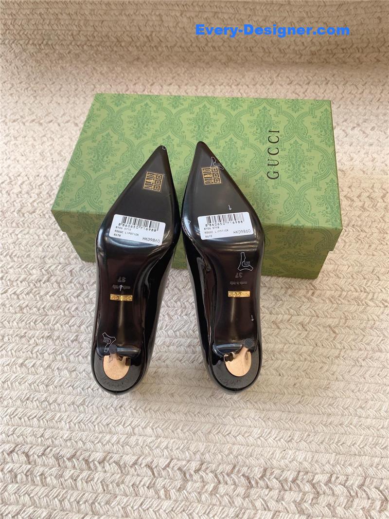 Gvc*1 metal heel pointed toe high heel patent leather shoes