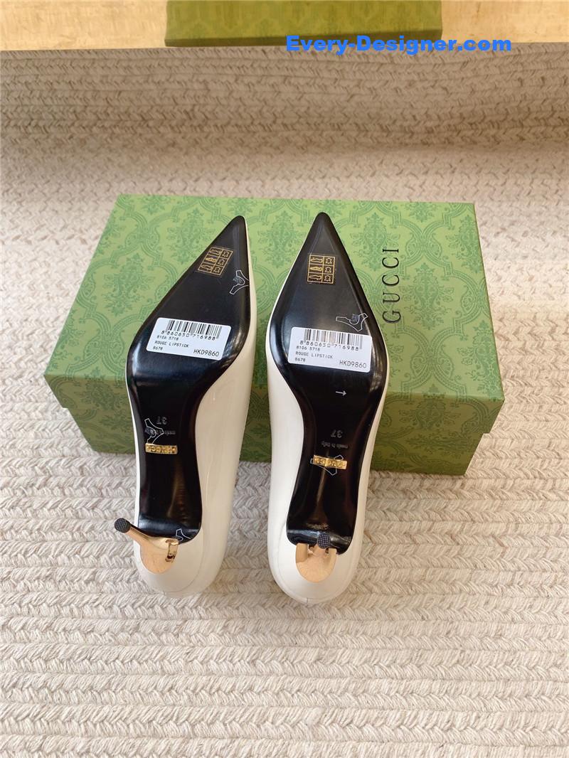 Gvc*1 metal heel pointed toe high heel patent leather shoes