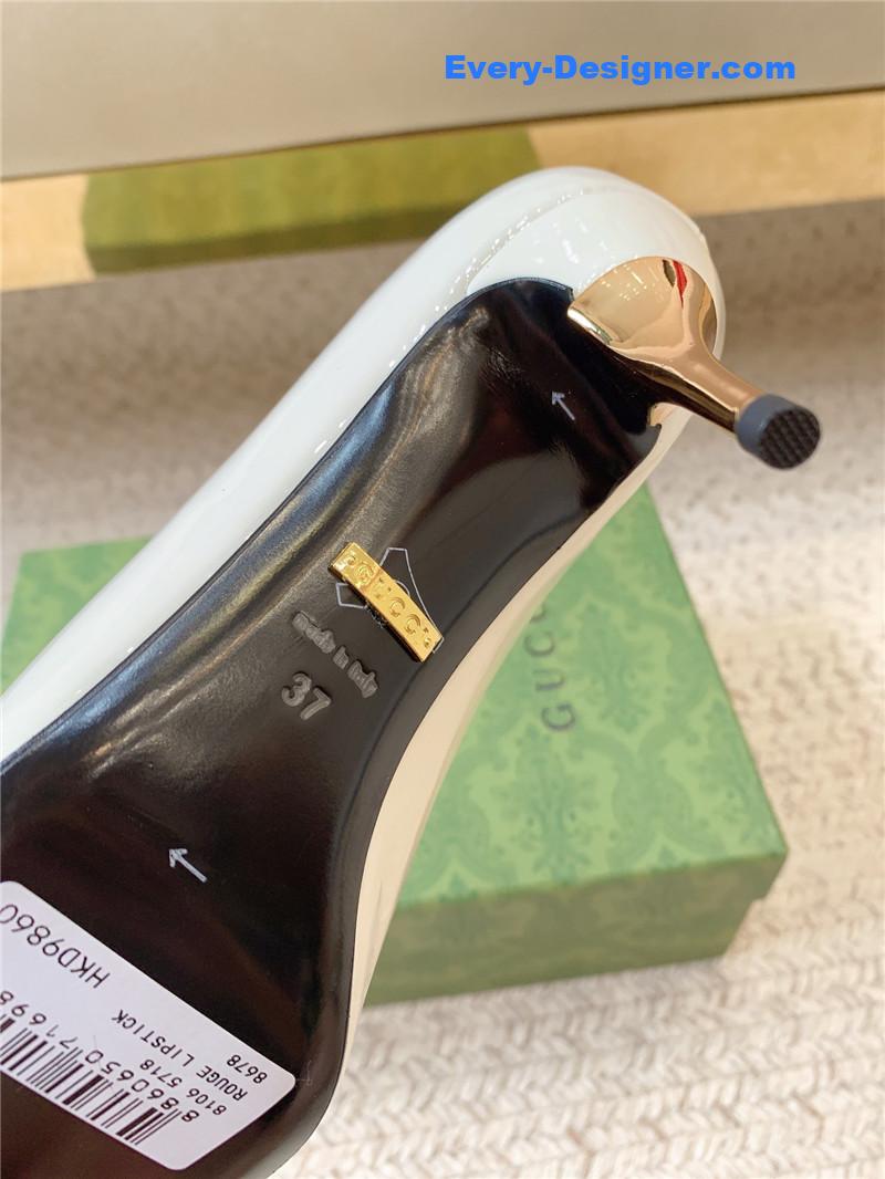 Gvc*1 metal heel pointed toe high heel patent leather shoes