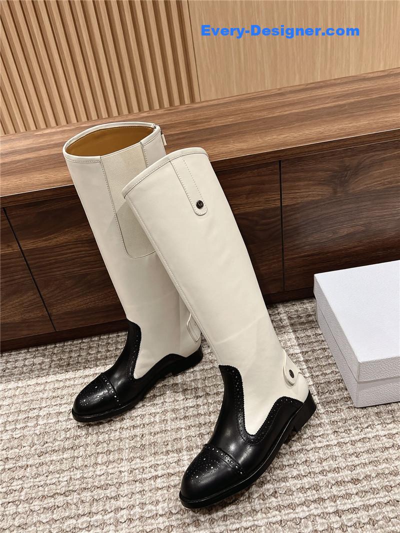 D10r d-folk knee high boots in white black