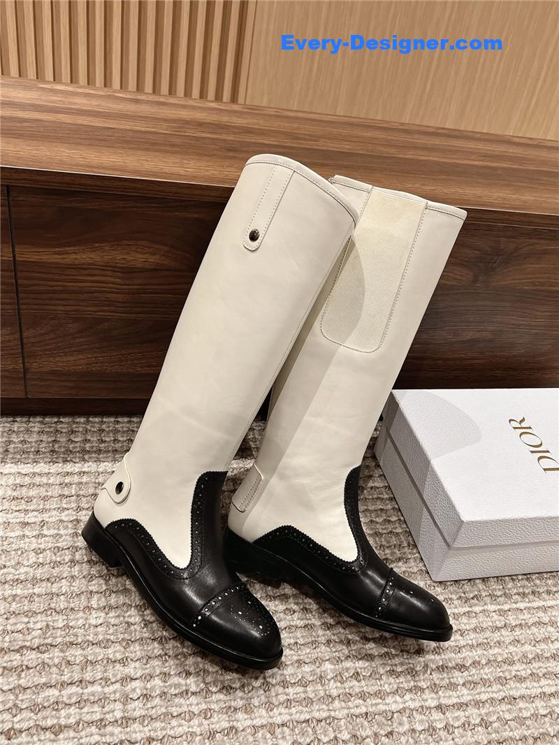 D10r d-folk knee high boots in white black