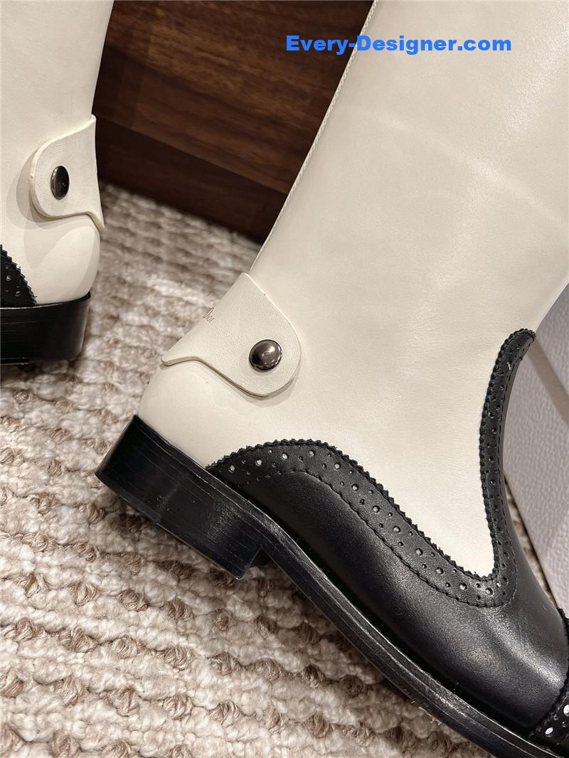 D10r d-folk knee high boots in white black