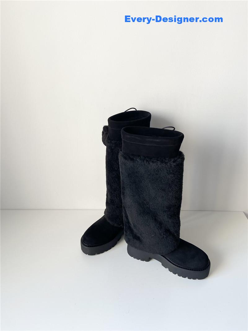 Ce1i*e bulky high boot with triomphe tassels in shearling suede