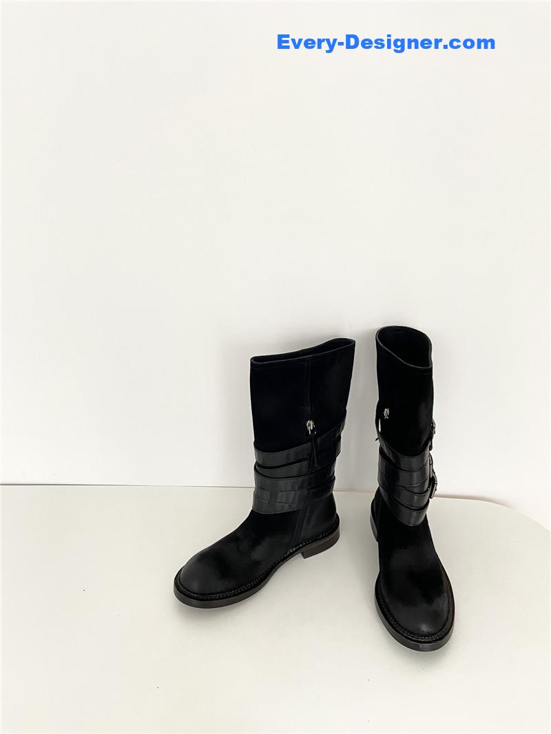Miu Miu Women’s Motorcycle Black Suede Leather Boots