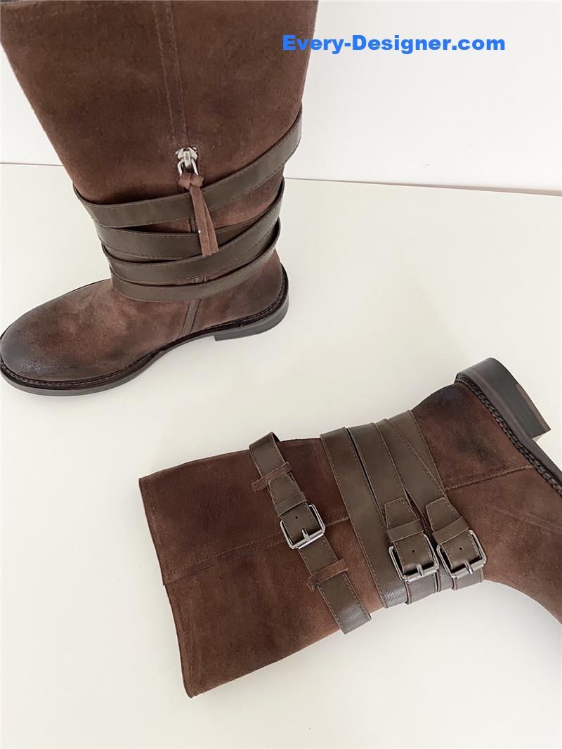 Miu Miu Women’s Motorcycle Suede Leather Boots