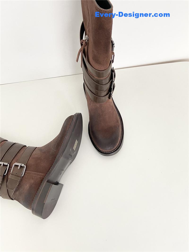 Miu Miu Women’s Motorcycle Suede Leather Boots