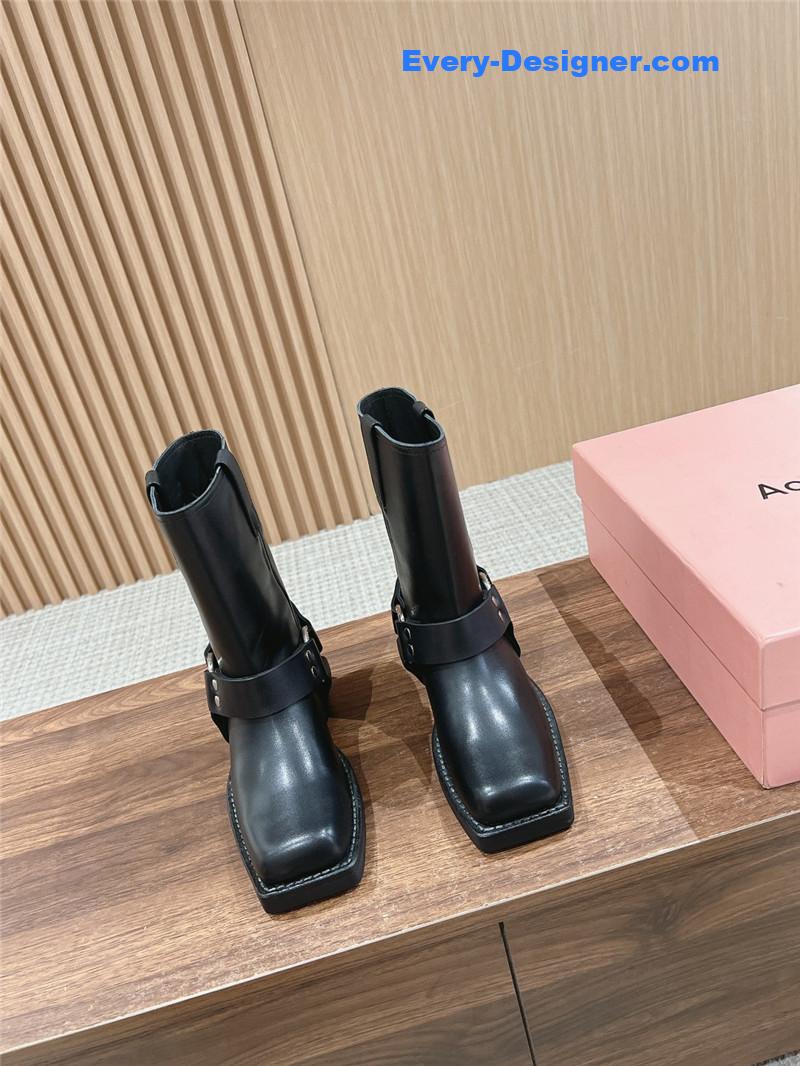 Acne Studios Black Leather Buckle Ankle Boots