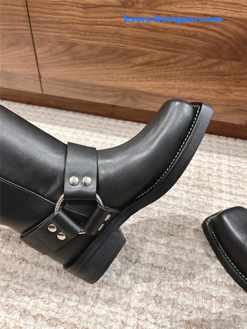 Acne Studios Black Leather Buckle Tall Boots