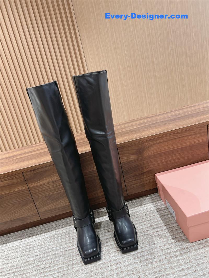 Acne Studios Leather Buckle Over-the-Knee Boots