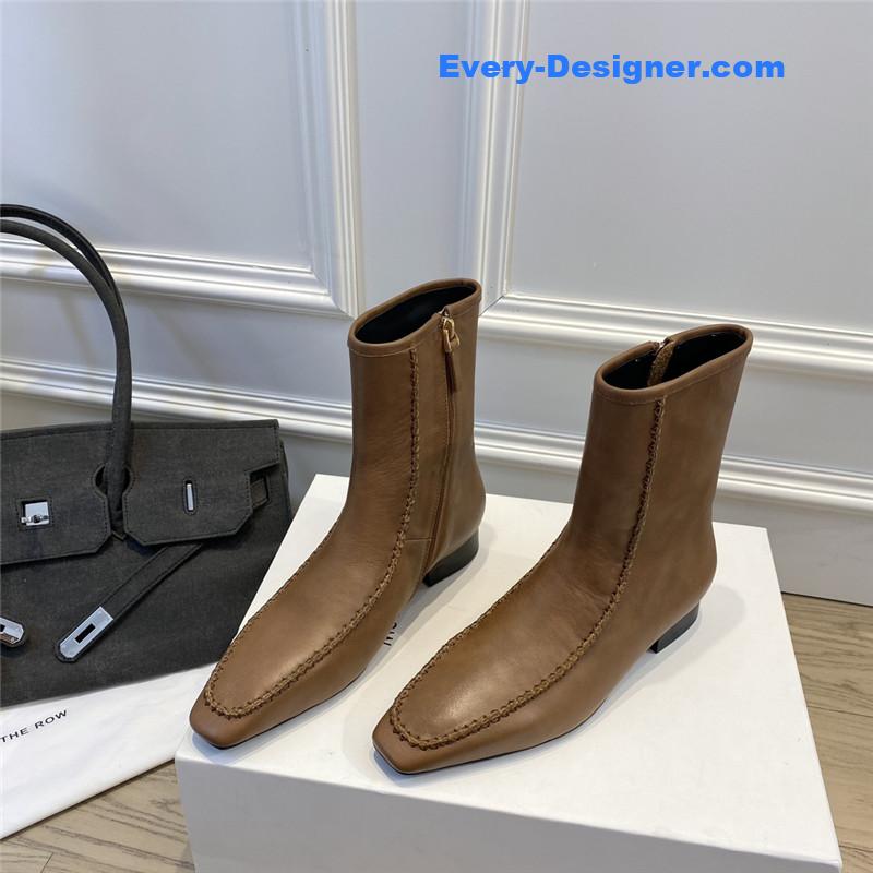 the row autumn and winter stitched retro short boots