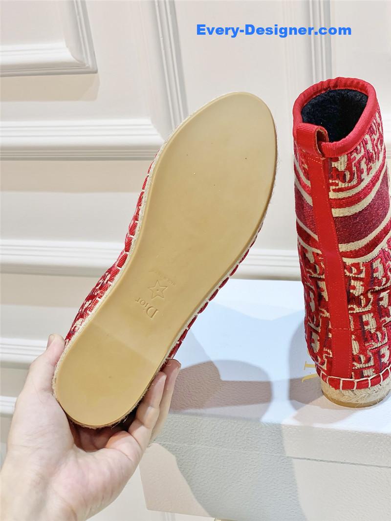 D10r red velvet monogram granville flat espadrille boots