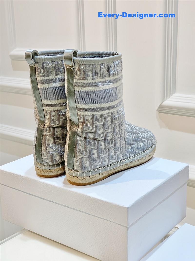 D10r gray velvet monogram granville flat espadrille boots