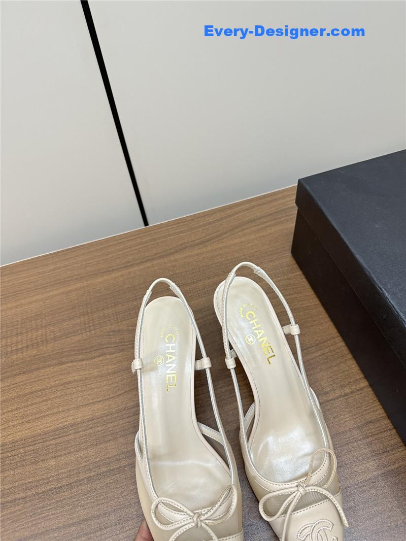 Ch**el pointed bow mesh sexy sandals