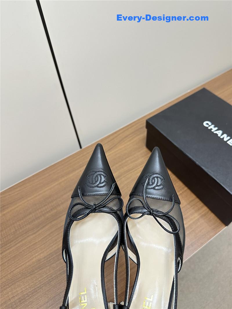 Ch**el pointed bow mesh sexy sandals