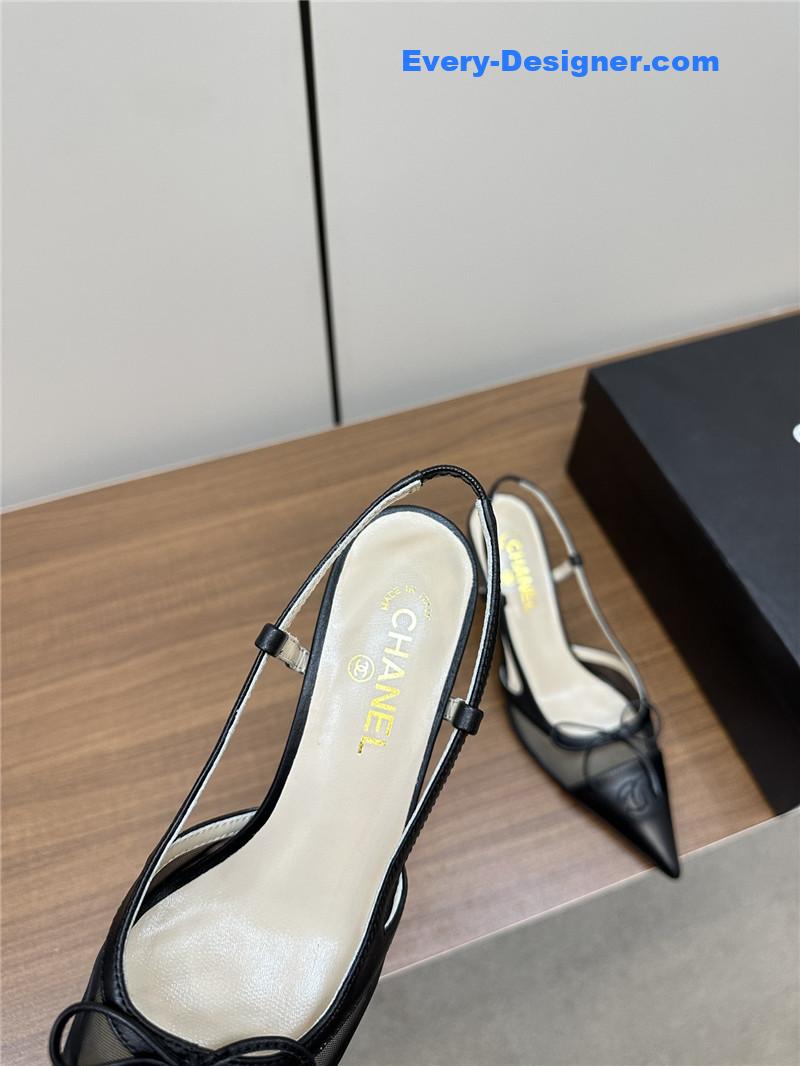 Ch**el pointed bow mesh sexy sandals