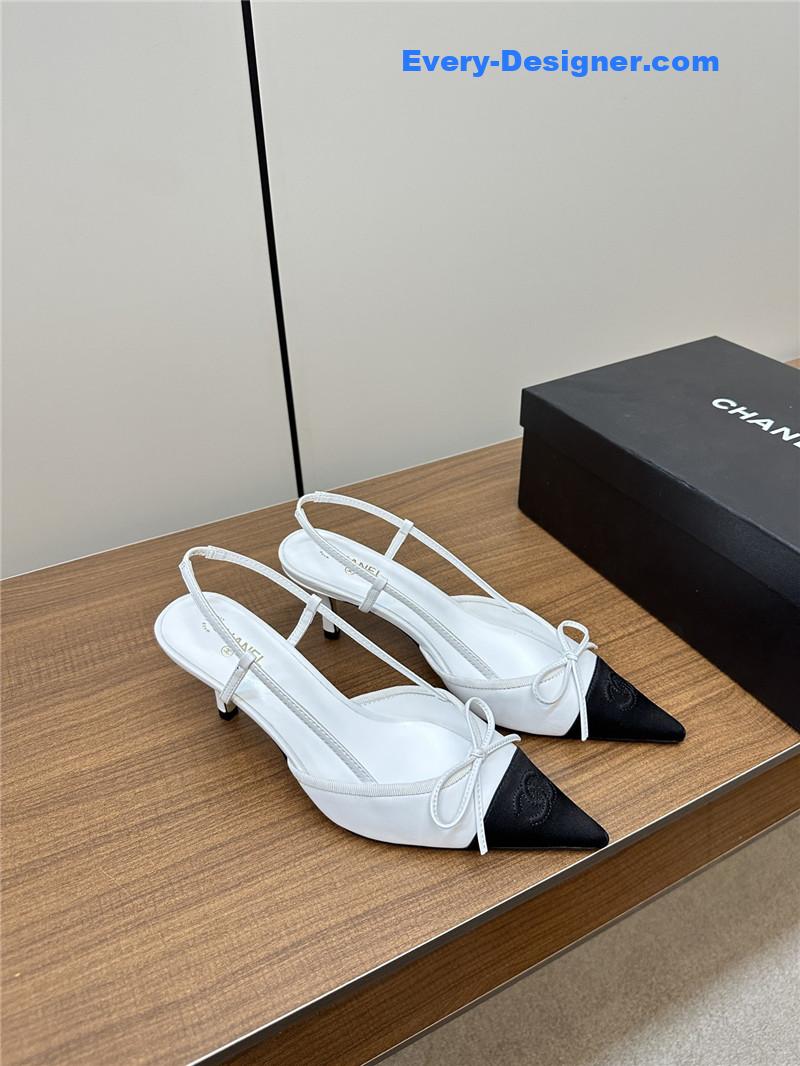 Chanel pointed bow mesh sexy sandals