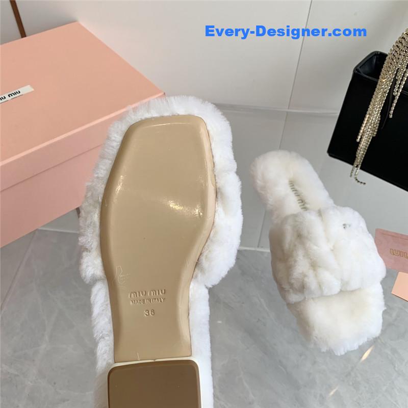 miumiu new flat wool slippers