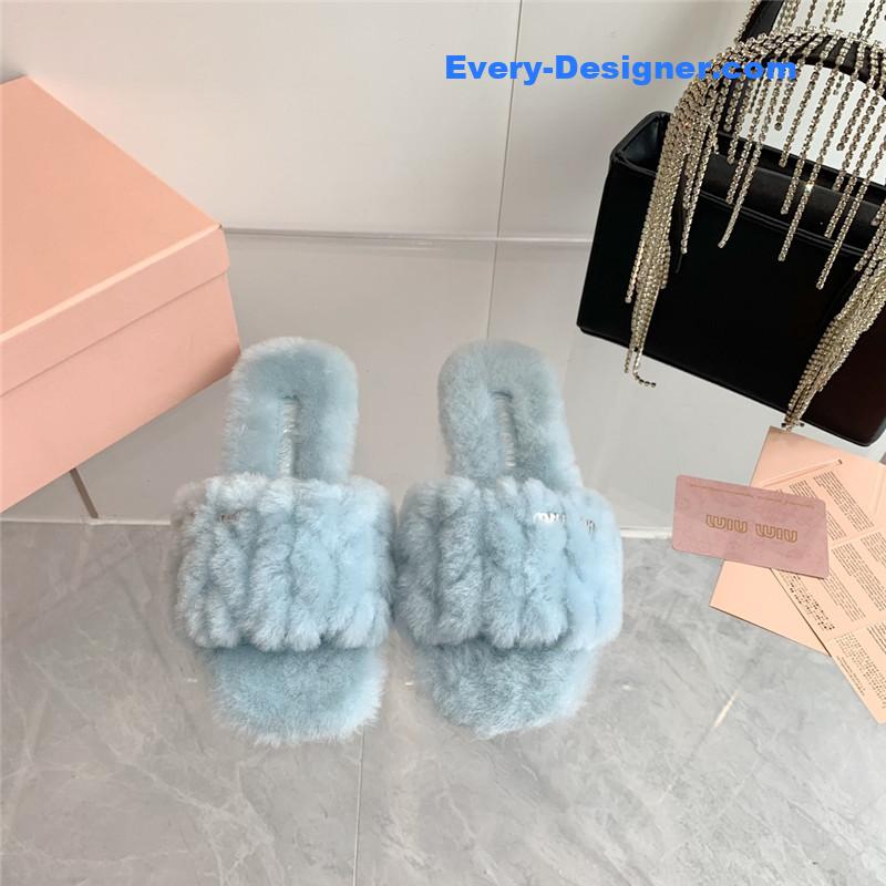 miumiu new flat wool slippers