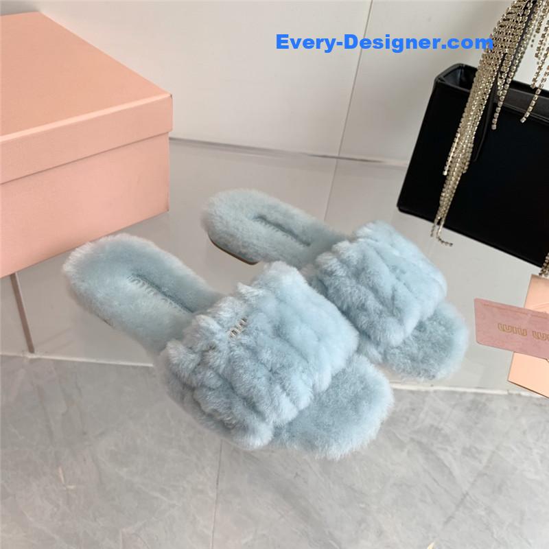 miumiu new flat wool slippers