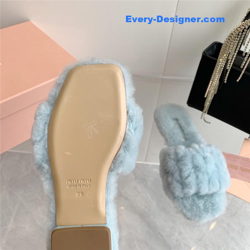 miumiu new flat wool slippers