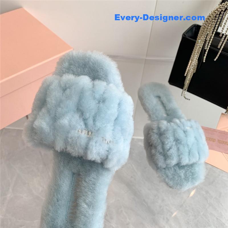 miumiu new flat wool slippers