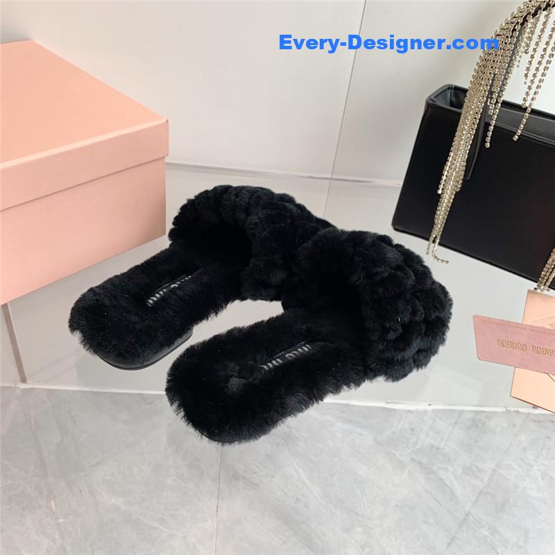miumiu new flat wool slippers