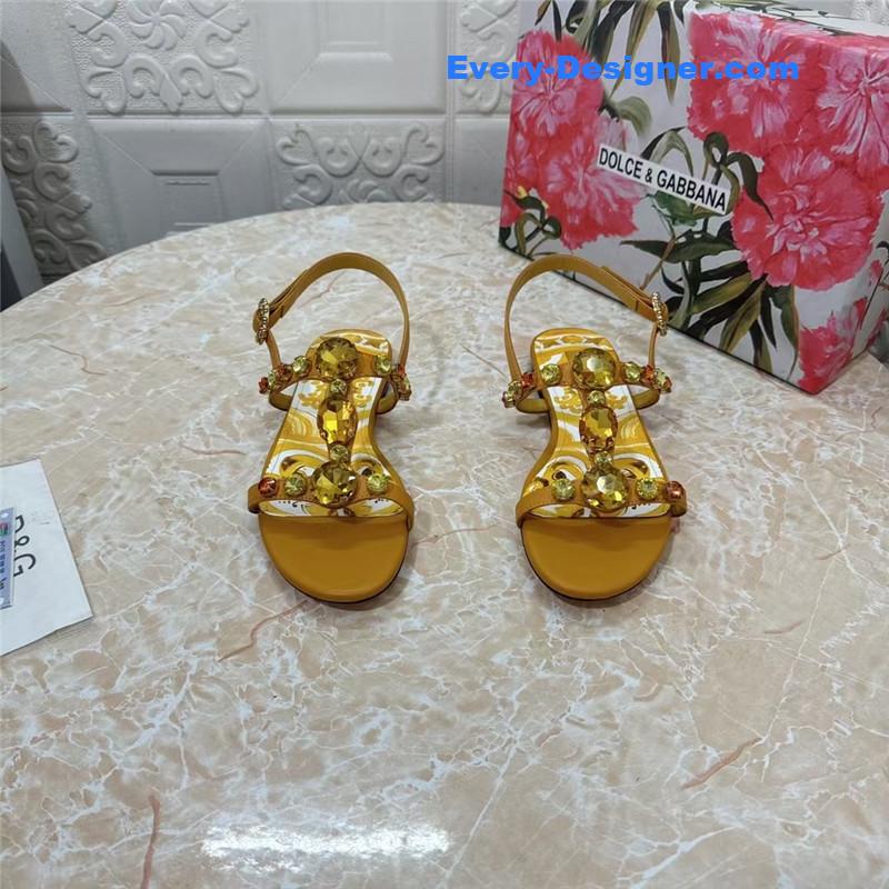 DG Stone Embellished Yellow Pattern Sandals