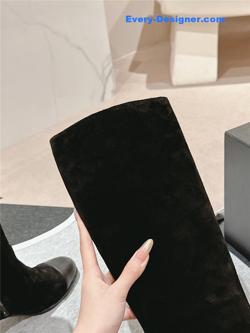 Ch**el suede calfskin knee-high boots for women