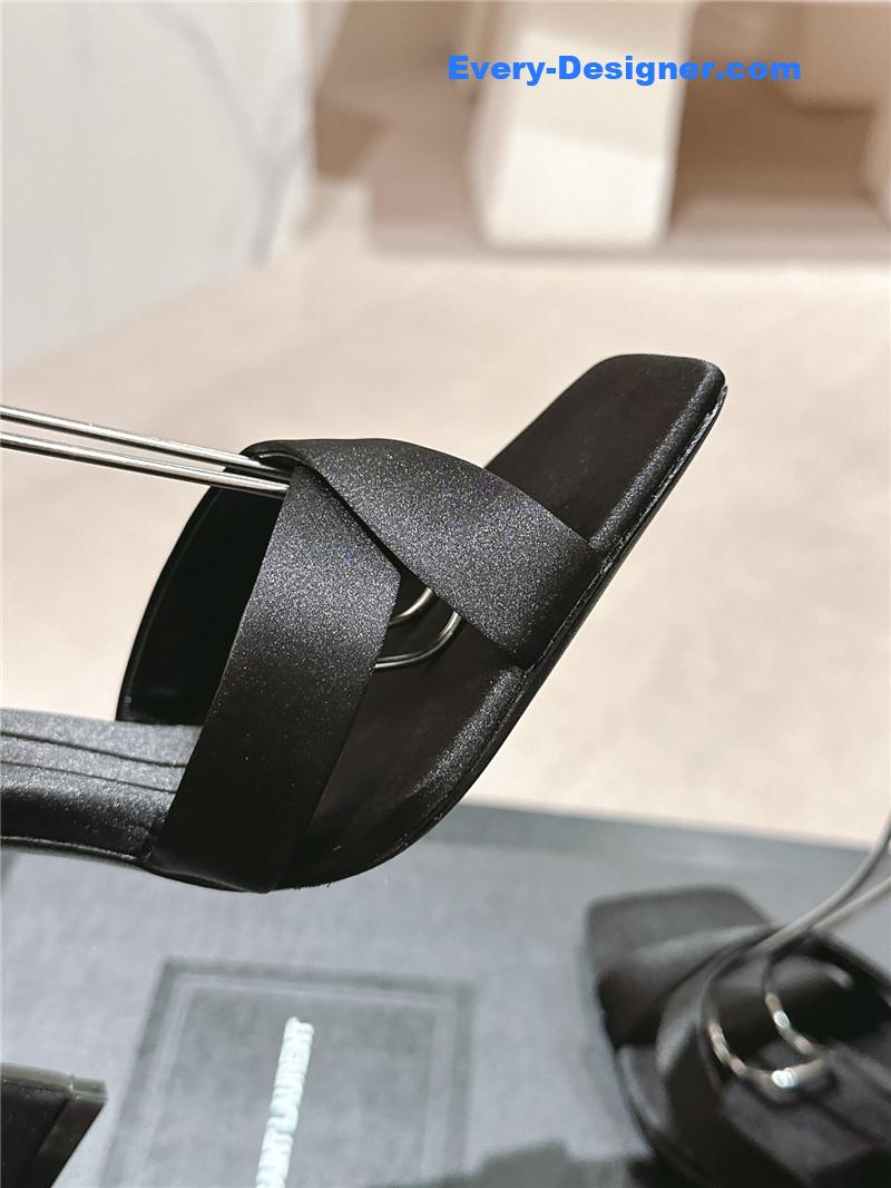 Sa1nt Lau*nt corinne black satin crepe sandals