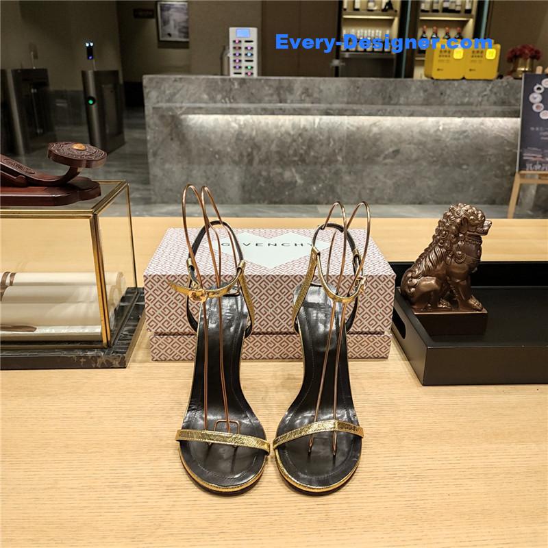 Givenchy G Cube Heeled Sandals Black and Gold Lambskin