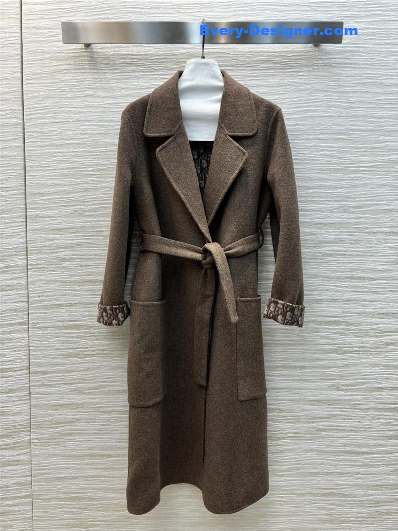 D10r logo jacquard lapel wool cashmere coat replicas clothes